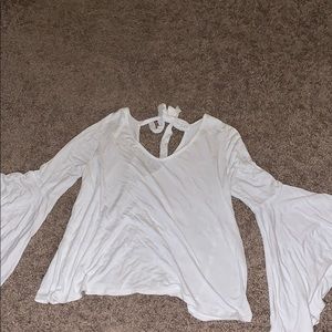 Cream belled sleeve blouse